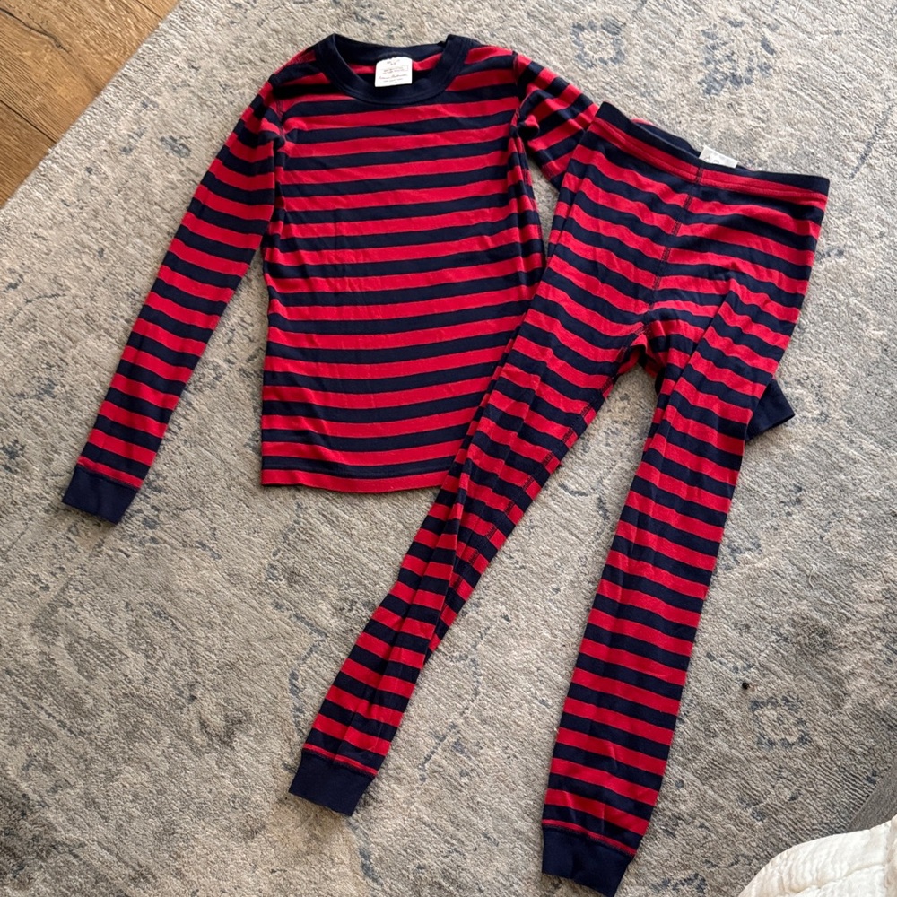 Hanna Andersson Kids Pajama Set in Red and Navy Stripes